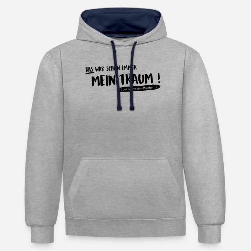 C’était mon rêve - Sweat à capuche contrasté - gris chiné/bleu marine