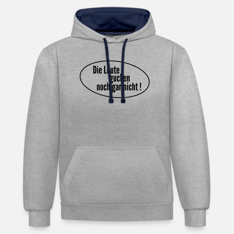 Les gens regardent - Sweat à capuche contrasté - gris chiné/bleu marine