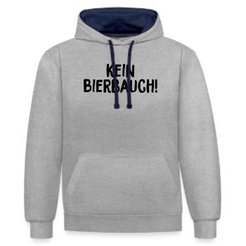 Kein Bierbauch (schwarze Schrift) - Kontrast-Hoodie - Grau meliert/Navy - Vorne - Liana (172cm) & Jaron (178cm)