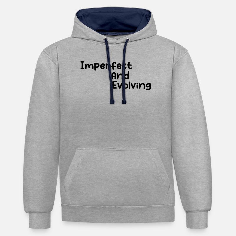 Imperfect and evolving - Sweat à capuche contrasté - gris chiné/bleu marine