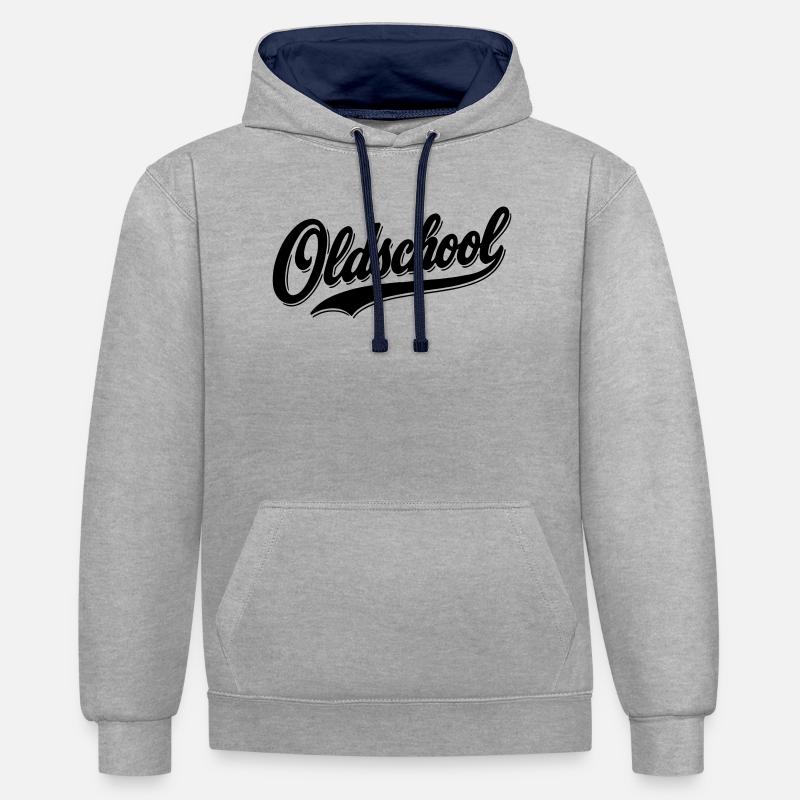T-shirt rétro à logo oldschool - Sweat à capuche contrasté - gris chiné/bleu marine