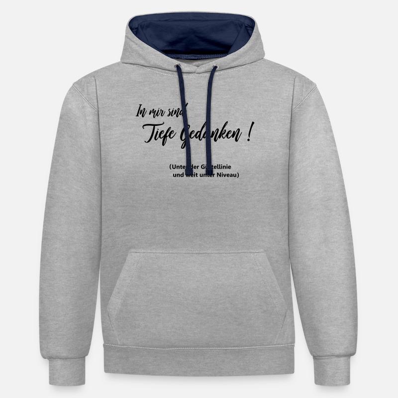 Pensées profondes - Sweat à capuche contrasté - gris chiné/bleu marine
