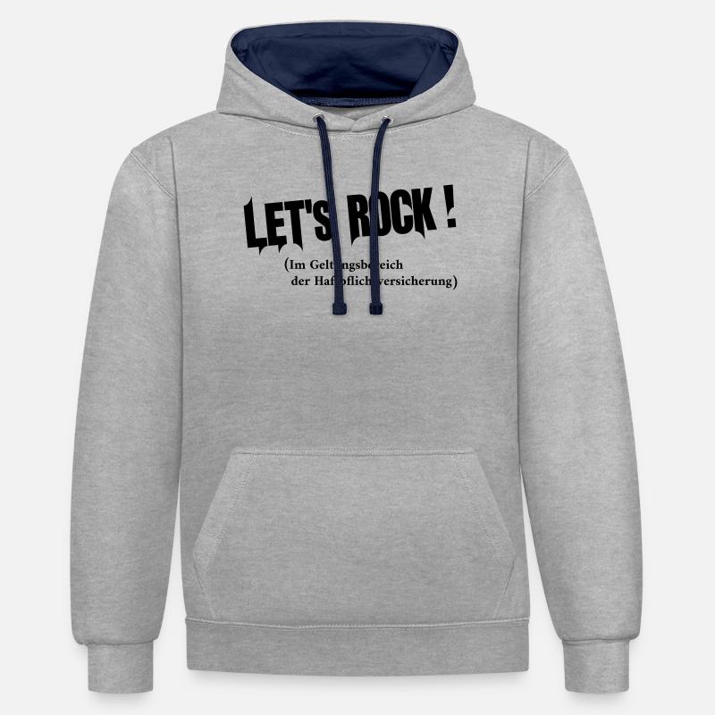 Laisse le rock - Sweat à capuche contrasté - gris chiné/bleu marine