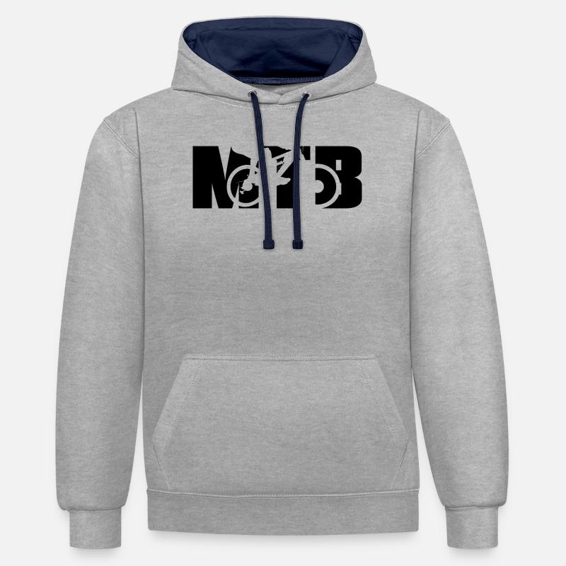 Conception de VTT - Sweat à capuche contrasté - gris chiné/bleu marine