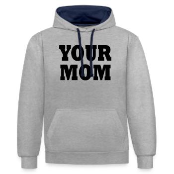 your mom - Contrast hoodie - heather grey/navy - Front - Liana (172cm) & Jaron (178cm)