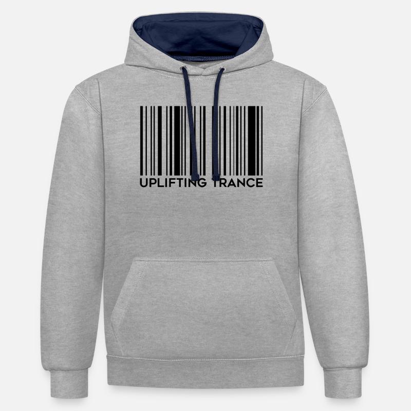 Code-barres Trance édifiant - Sweat à capuche contrasté - gris chiné/bleu marine