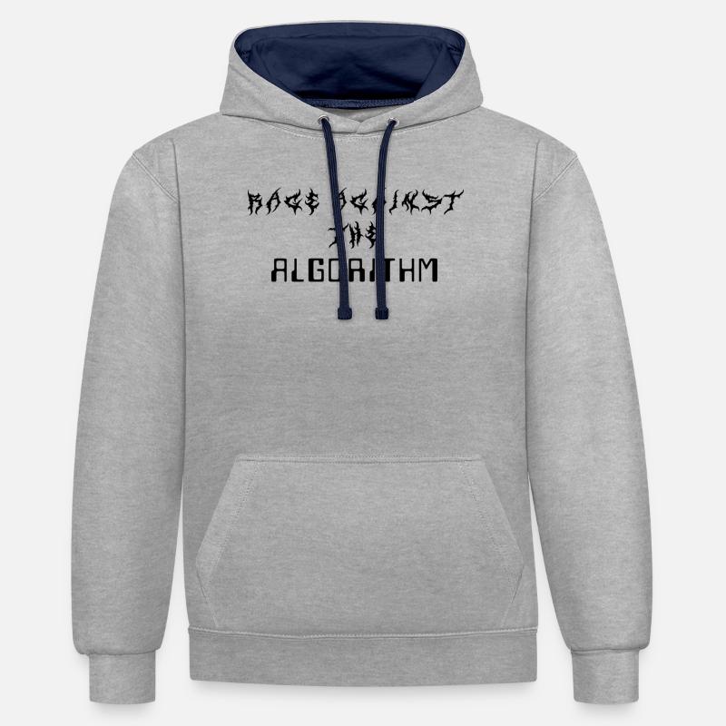 Rage against the Algorithm - Kontrast-Hoodie - Grau meliert/Navy