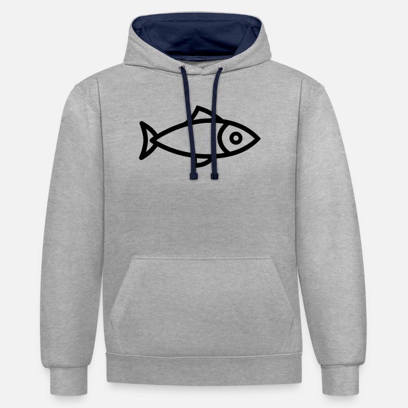 hareng - Sweat à capuche contrasté - gris chiné/bleu marine