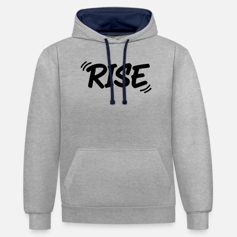 MONTÉE | Lettrage graffiti de motivation - Sweat à capuche contrasté - gris chiné/bleu marine