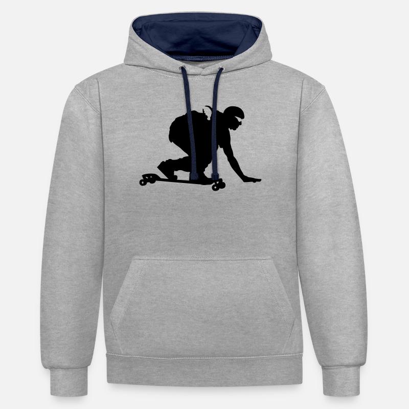 Longboard - Sweat à capuche contrasté - gris chiné/bleu marine