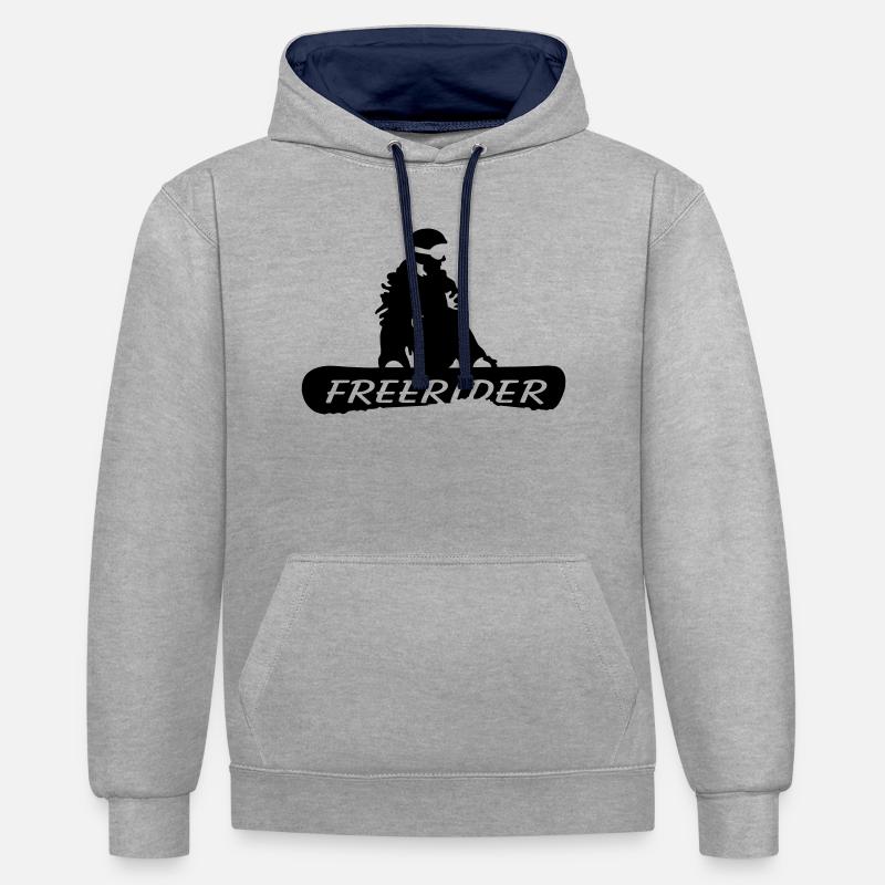 Freerider Snowboard - Sweat à capuche contrasté - gris chiné/bleu marine