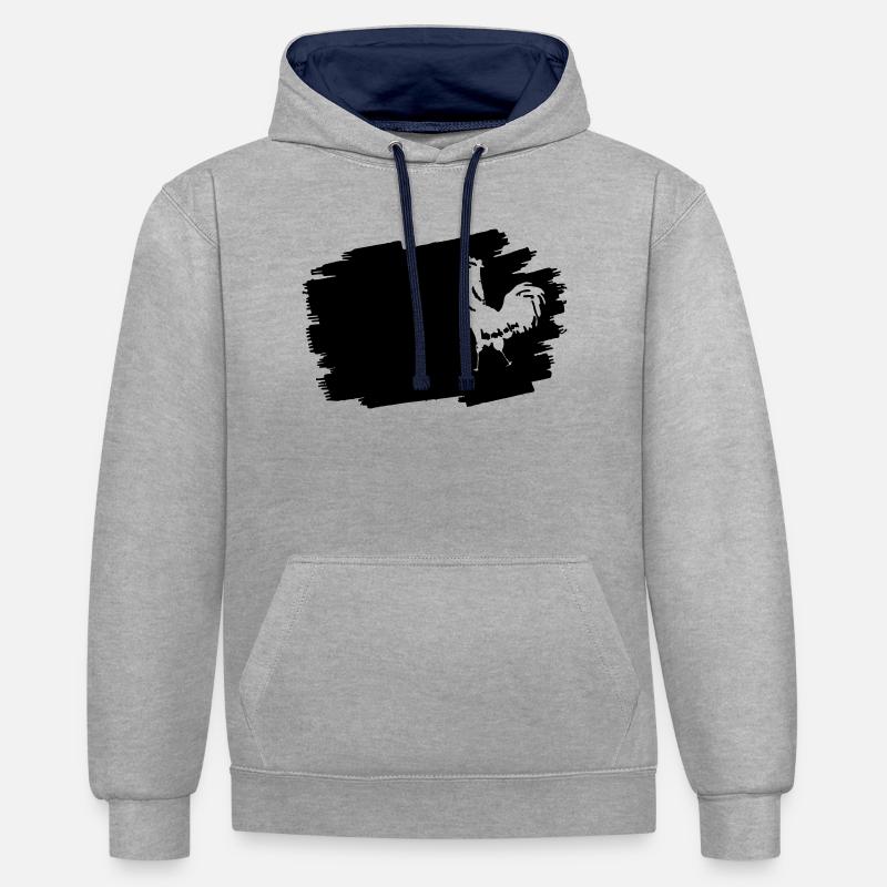 Emblème des glyphes de minuit - Sweat à capuche contrasté - gris chiné/bleu marine