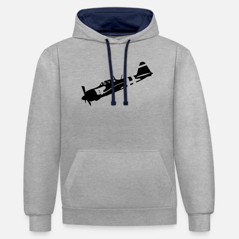 zéro - Sweat à capuche contrasté - gris chiné/bleu marine