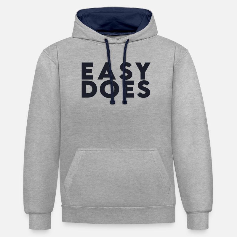 Easy Does - Sweat à capuche contrasté - gris chiné/bleu marine