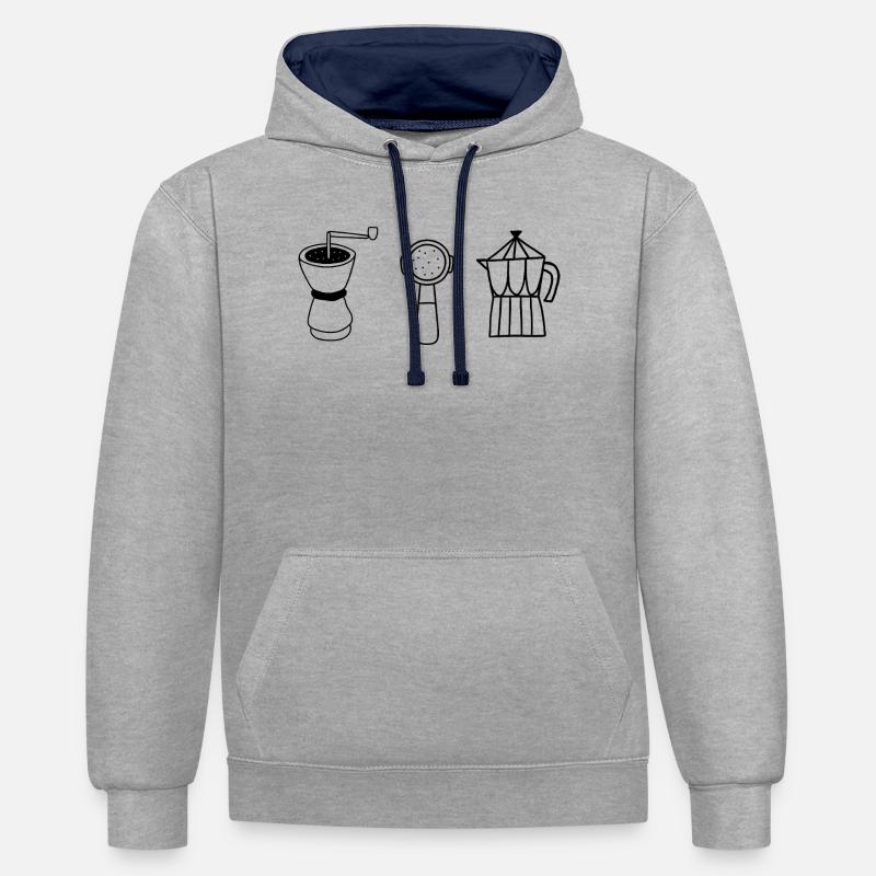 Évolution café  - Sweat à capuche contrasté - gris chiné/bleu marine