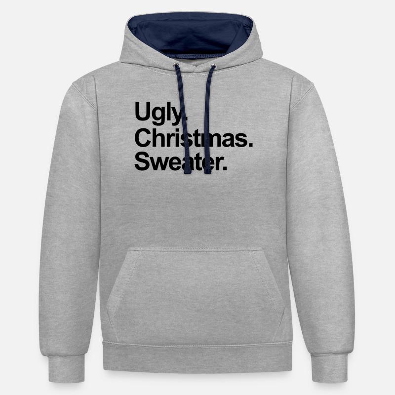 Pull de Noël moche - Sweat à capuche contrasté - gris chiné/bleu marine