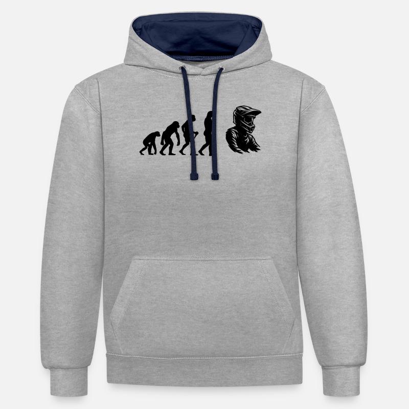 Déclaration pour tous les motocross - Sweat à capuche contrasté - gris chiné/bleu marine