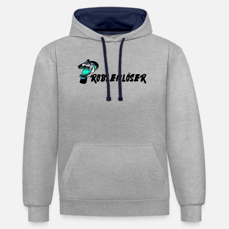 Texte de résolution de problèmes - Sweat à capuche contrasté - gris chiné/bleu marine