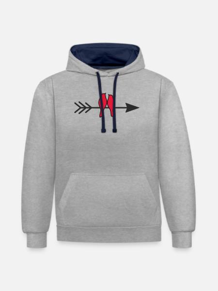 verliebte Vögel - Kontrast-Hoodie - Grau meliert/Navy