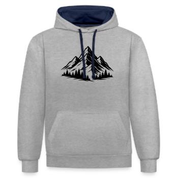 Mountains Forest Landscape - Contrast hoodie - heather grey/navy - Front - Liana (172cm) & Jaron (178cm)