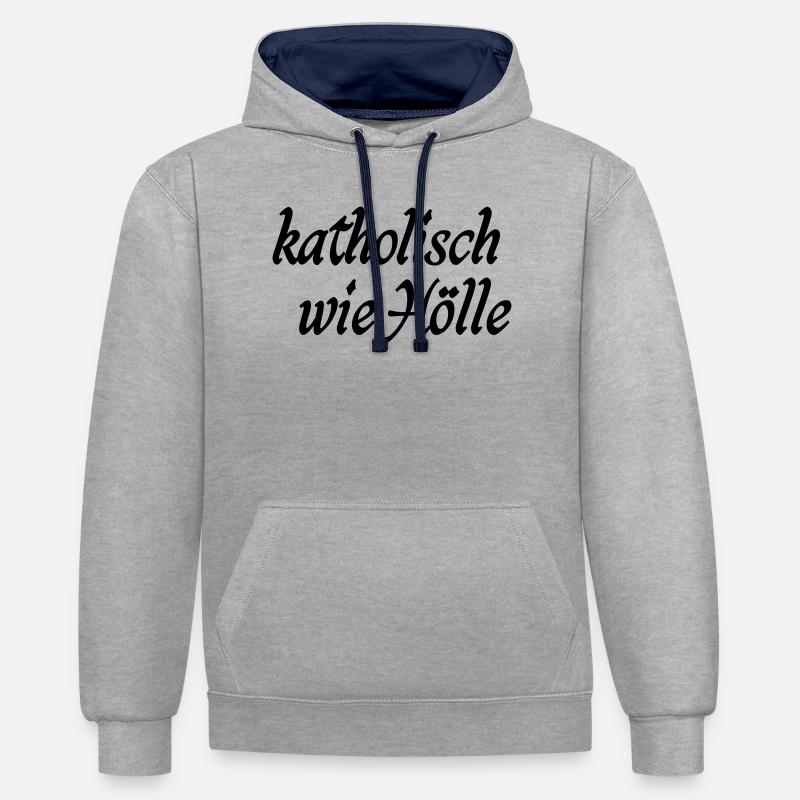 Catholic as hell - Contrast hoodie - heather grey/navy