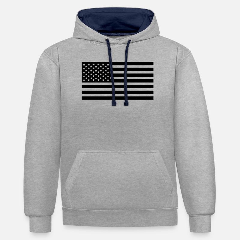Utiliser des drapeaux - Sweat à capuche contrasté - gris chiné/bleu marine