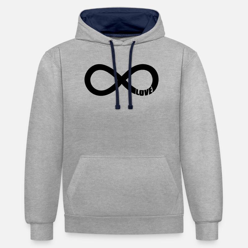 Symbole de l’Amour de l’Infini - Noir - Sweat à capuche contrasté - gris chiné/bleu marine