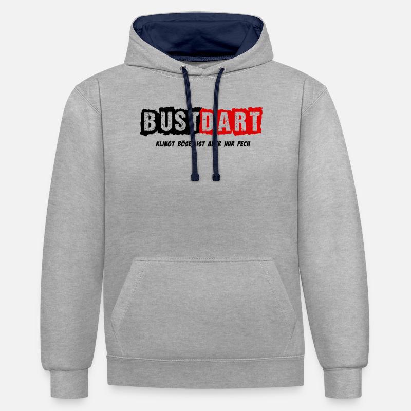 Fléchettes, fléchettes, fléchettes bustes - Sweat à capuche contrasté - gris chiné/bleu marine