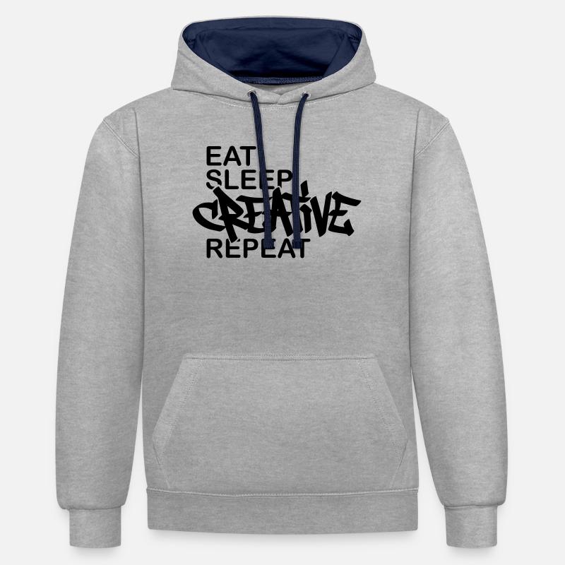 Journée du Graffiti Devise Créative - Sweat à capuche contrasté - gris chiné/bleu marine