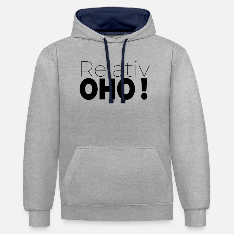 Relativement oho - Sweat à capuche contrasté - gris chiné/bleu marine