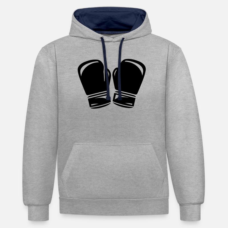 boxe - Sweat à capuche contrasté - gris chiné/bleu marine