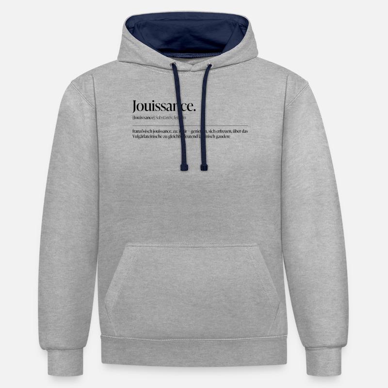 Jouissance – Le désir comme déclaration - Sweat à capuche contrasté - gris chiné/bleu marine