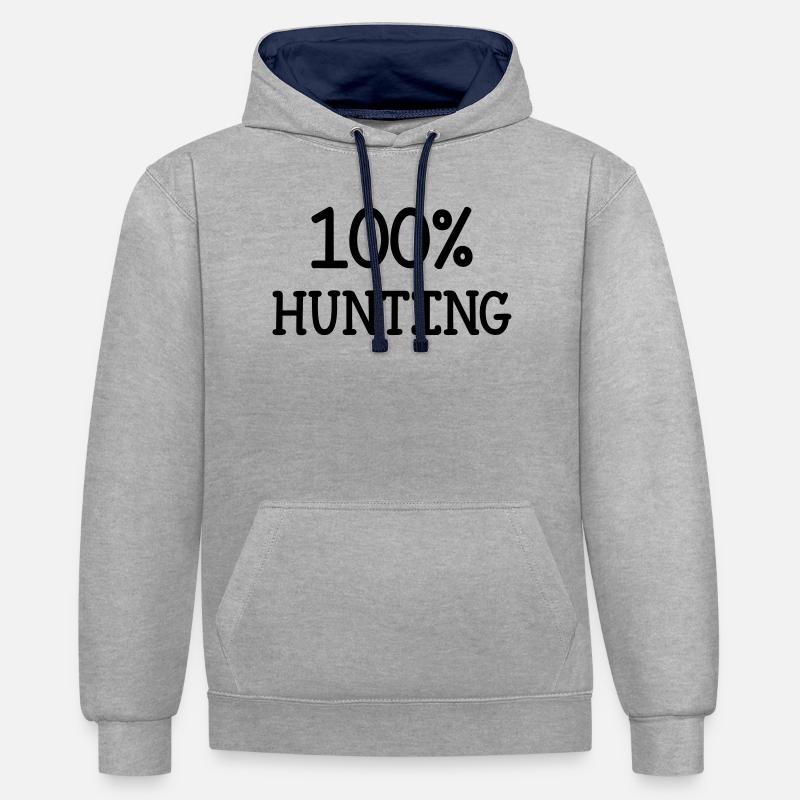 100 % chasse - Sweat à capuche contrasté - gris chiné/bleu marine