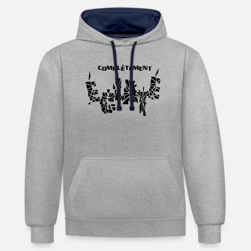 COMPLÈTEMENT ÉCLATÉ !  - Sweat à capuche contrasté - gris chiné/bleu marine