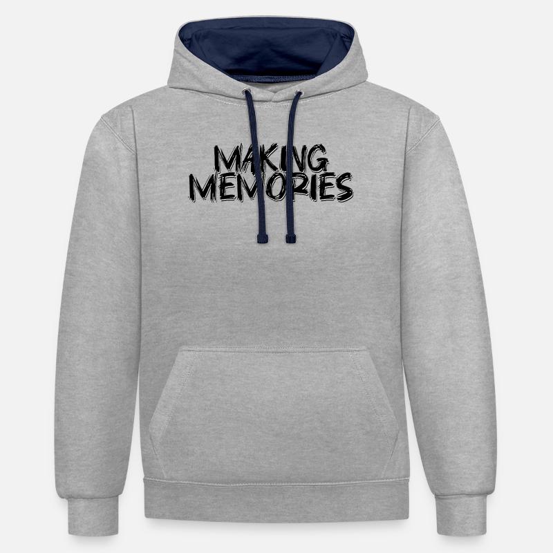 Création de souvenirs : conception d’écriture manuscrite - Sweat à capuche contrasté - gris chiné/bleu marine