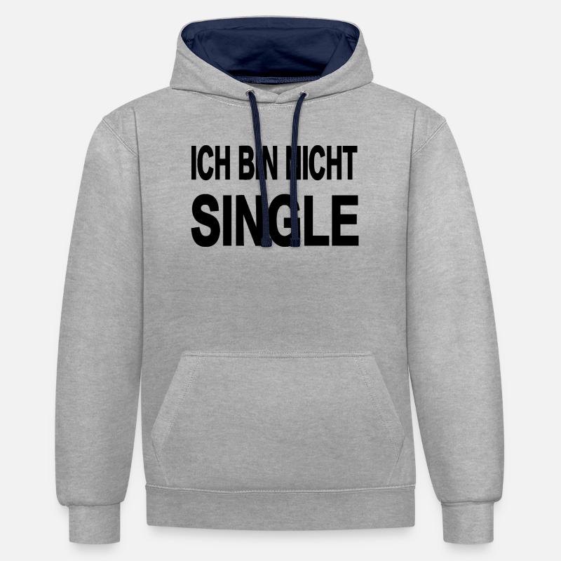 Célibataire - Sweat à capuche contrasté - gris chiné/bleu marine