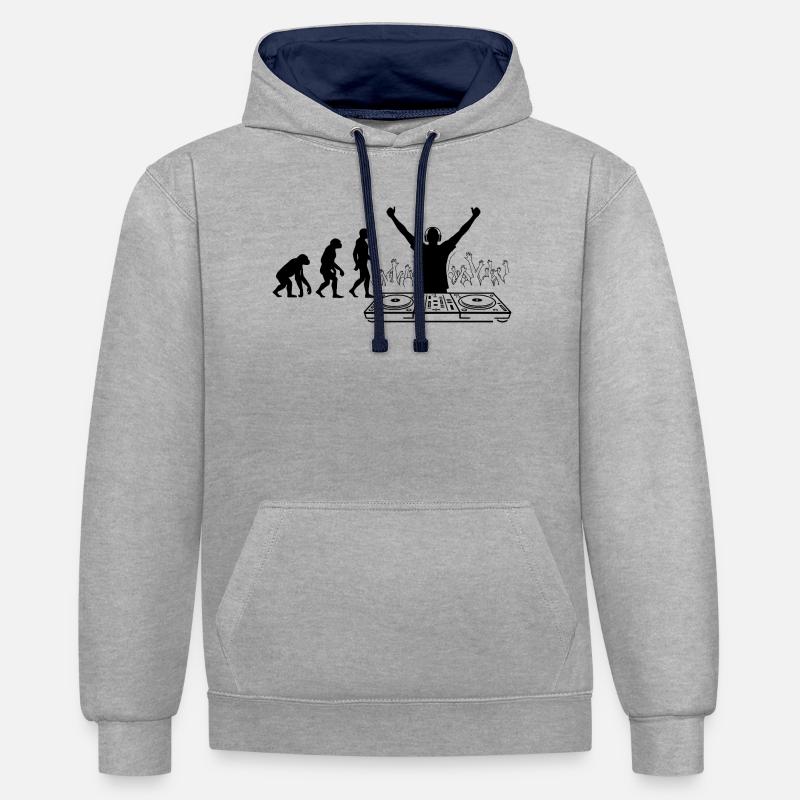 Évolution vers DJ Humor Fun - Sweat à capuche contrasté - gris chiné/bleu marine