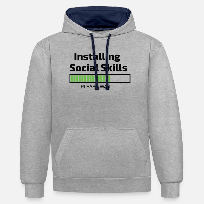 Computer installiert Social Skills Programmierer - Kontrast-Hoodie - Grau meliert/Navy
