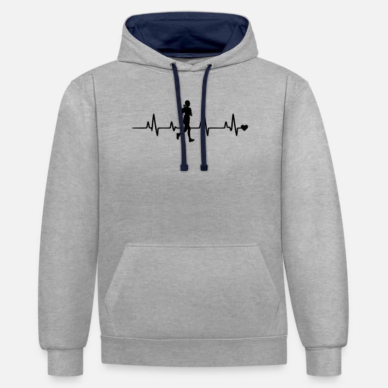 Faire du jogging - Sweat à capuche contrasté - gris chiné/bleu marine