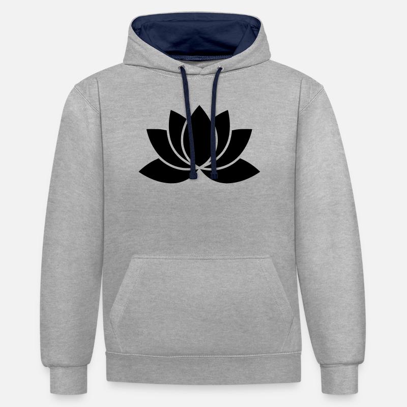 Silhouette de yoga fleur de lotus - Sweat à capuche contrasté - gris chiné/bleu marine