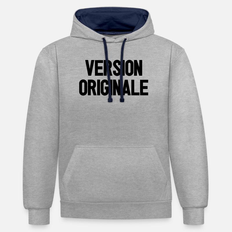 VERSION ORIGINALE !   - Sweat à capuche contrasté - gris chiné/bleu marine