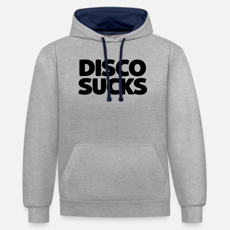 La disco, c’est nul - Sweat à capuche contrasté - gris chiné/bleu marine