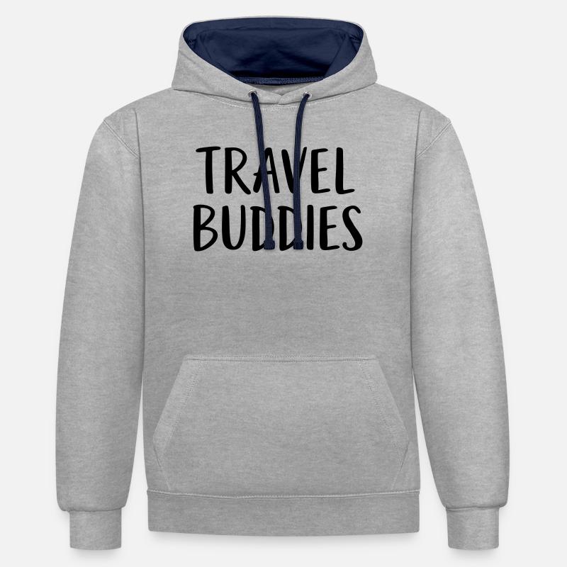 Compagnons de voyage - Sweat à capuche contrasté - gris chiné/bleu marine