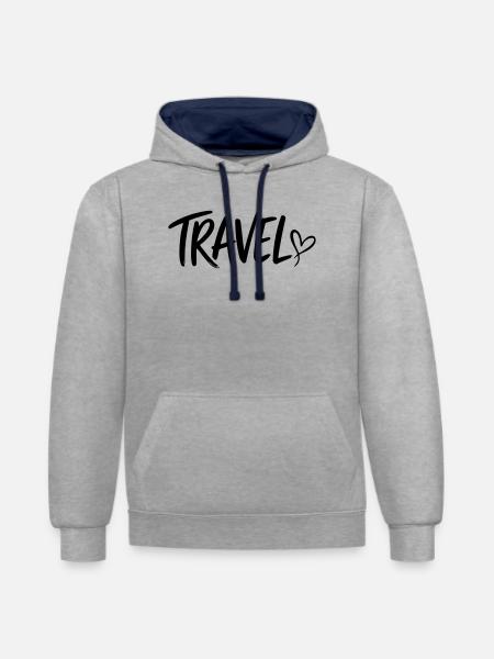 Voyager - Sweat à capuche contrasté - gris chiné/bleu marine