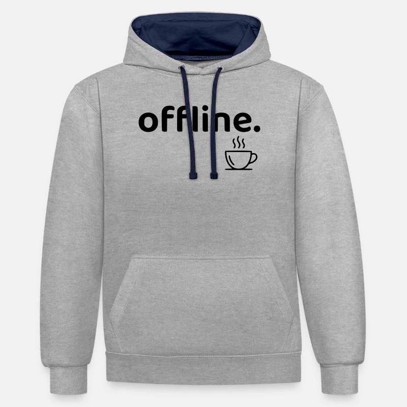 Offline minimalistisches Kaffee-Hemd - Kontrast-Hoodie - Grau meliert/Navy