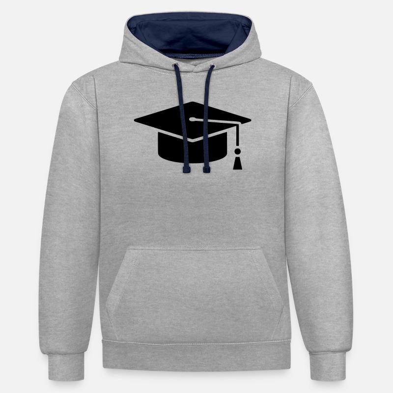 Graduation Cap Absolvent Logo - Kontrast-Hoodie - Grau meliert/Navy