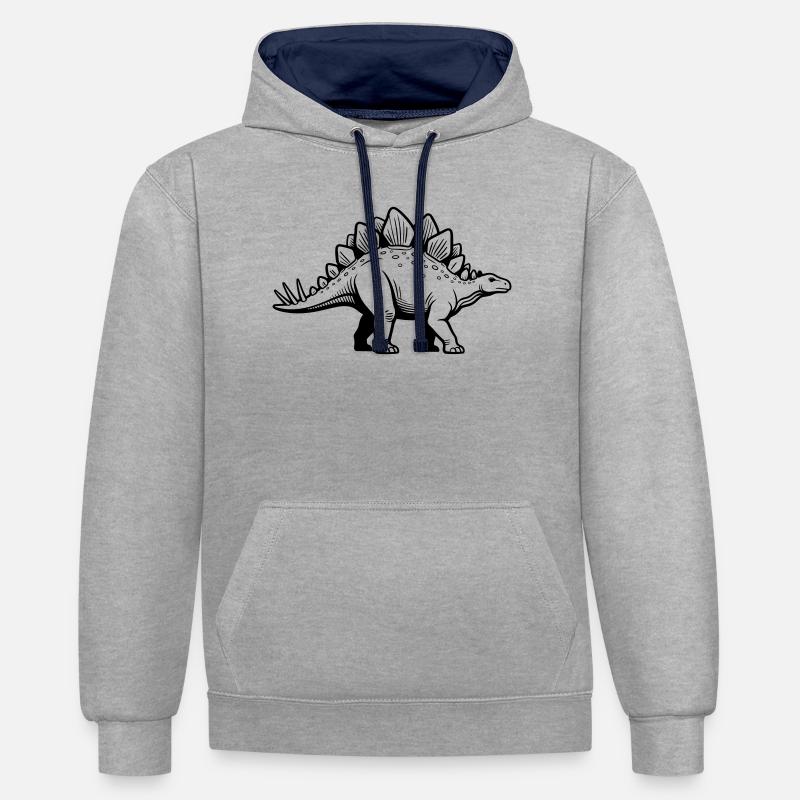 Stegosaurus - Contrast hoodie - heather grey/navy
