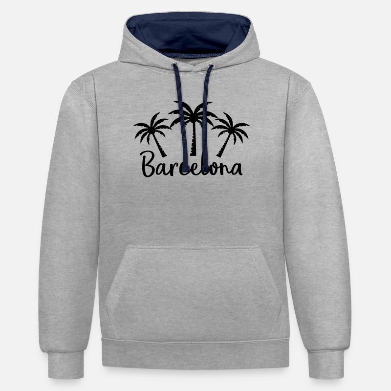 Barcelone - Sweat à capuche contrasté - gris chiné/bleu marine