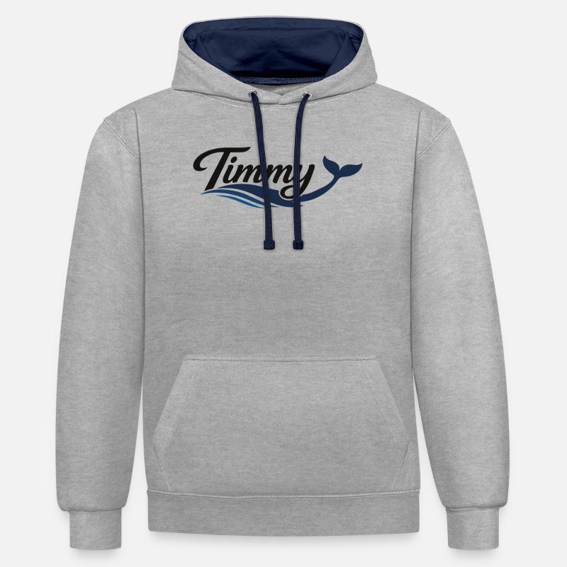 Timmy Wal Ondes typographiques - Sweat à capuche contrasté - gris chiné/bleu marine