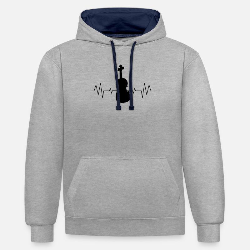 Violon Violon - Sweat à capuche contrasté - gris chiné/bleu marine